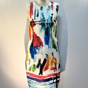 CARMEN MARC VALVO stunning printed sheath dress.  Never worn with original tags